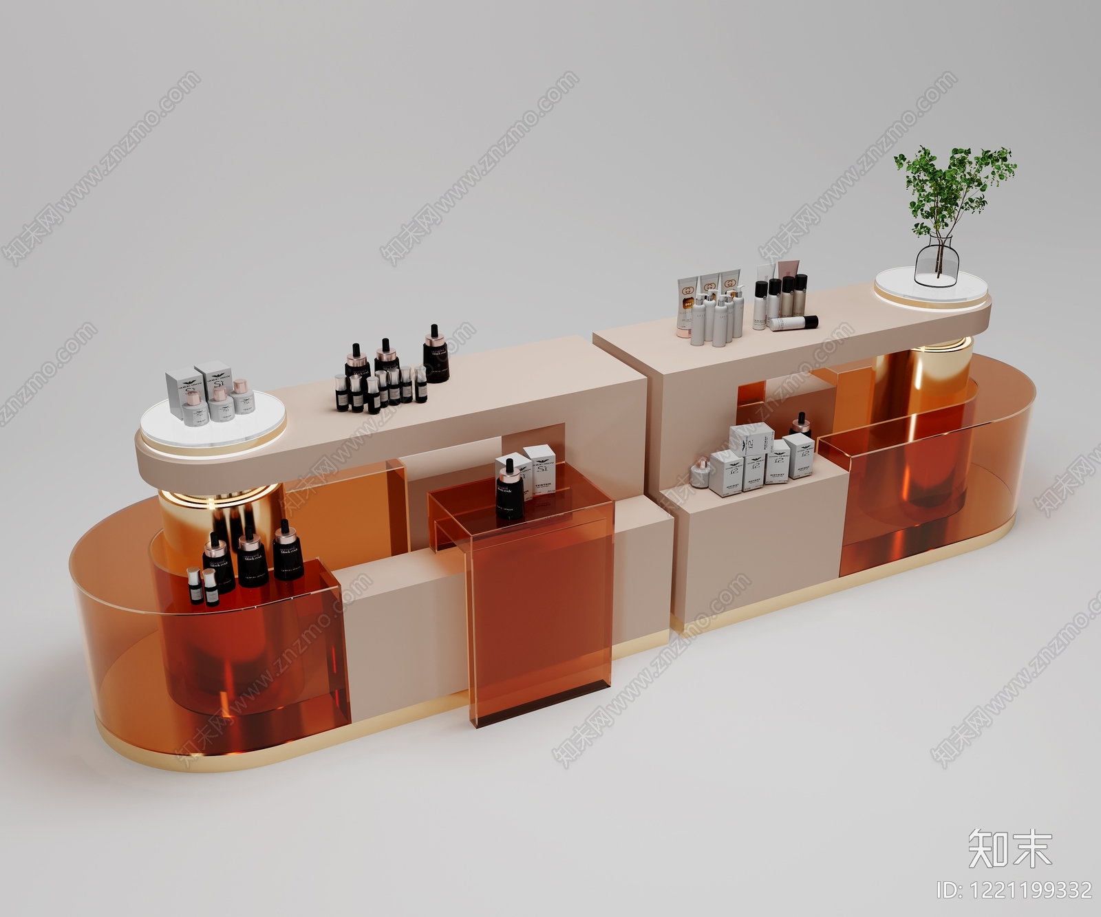 现代简约化妆品展台3D模型渲染效果图