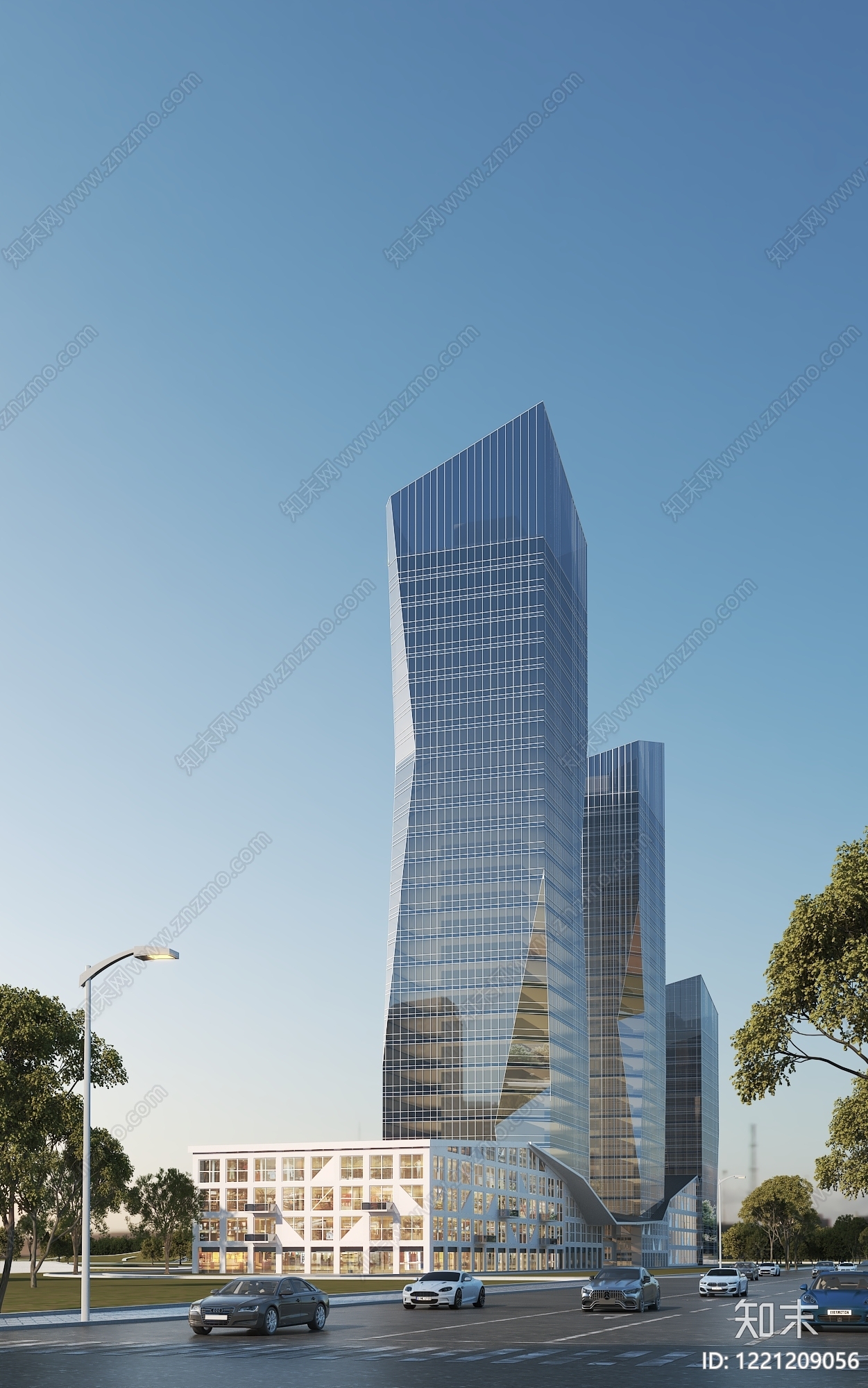 现代主义写字楼3D模型渲染效果图