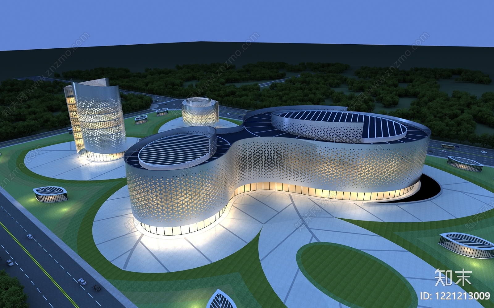 现代主义艺术风格建筑3D模型下载【ID:1221213009】