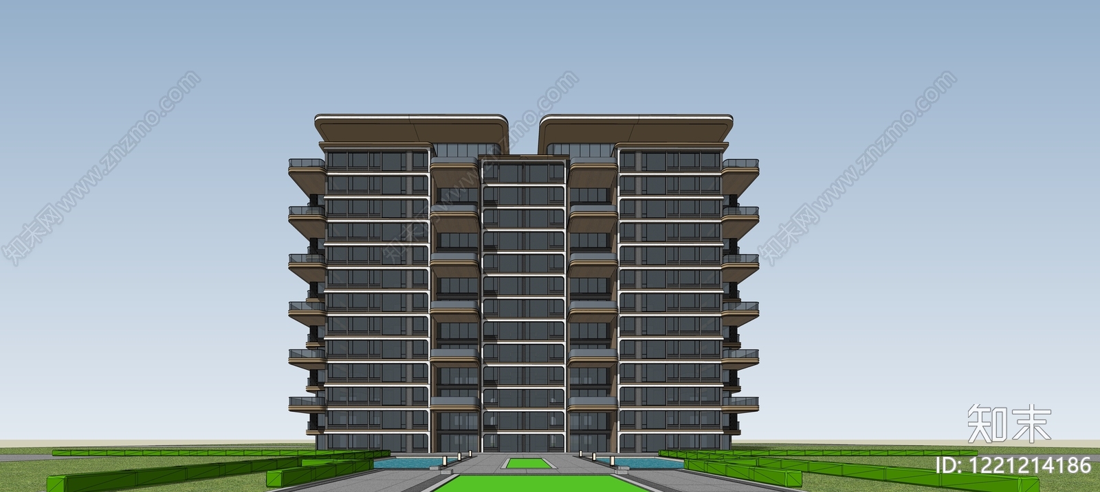 现代主义高层住宅SU模型下载【ID:1221214186】