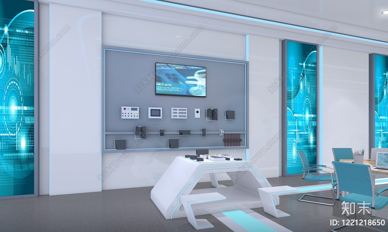 现代科技风科技展厅3D模型下载【ID:1221218650】