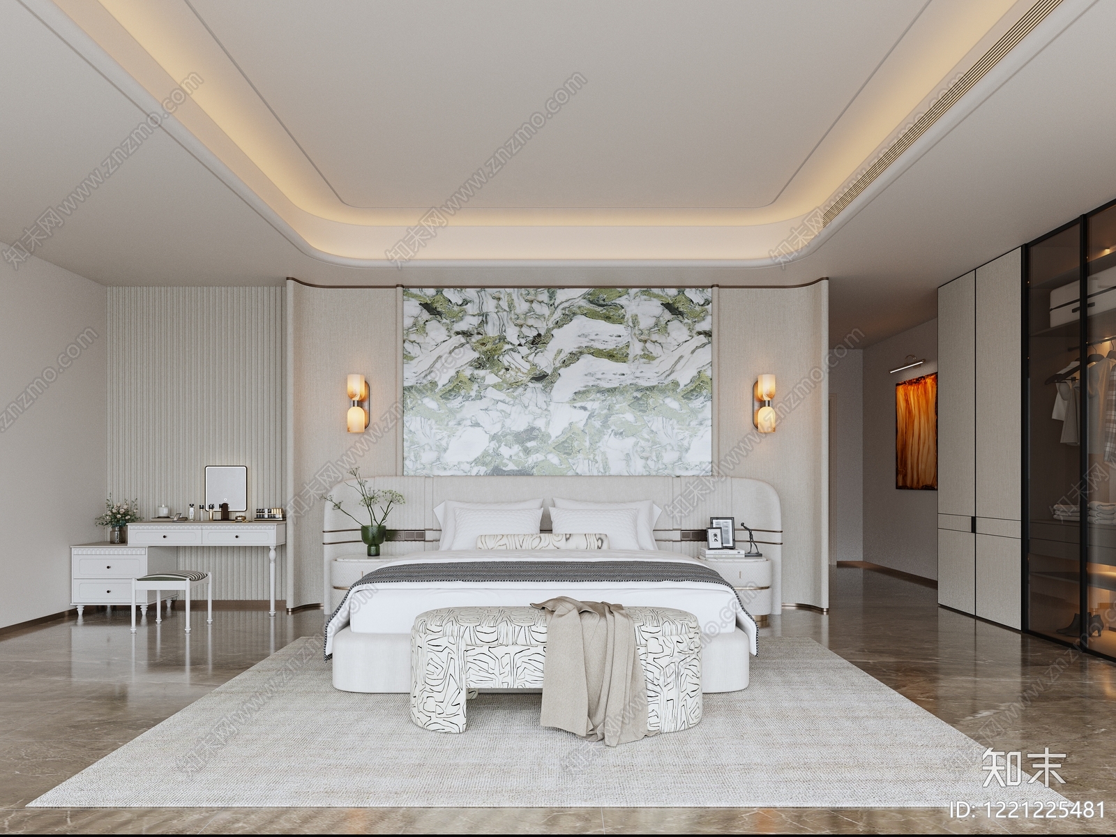 意式轻奢主卧3D模型下载【ID:1221225481】