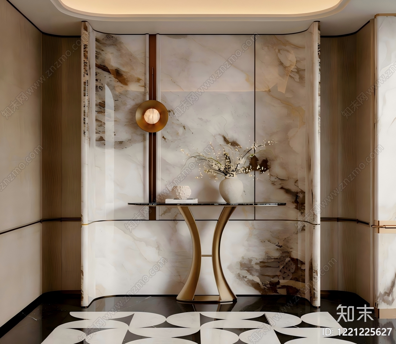 意式轻奢玄关SU模型下载【ID:1221225627】