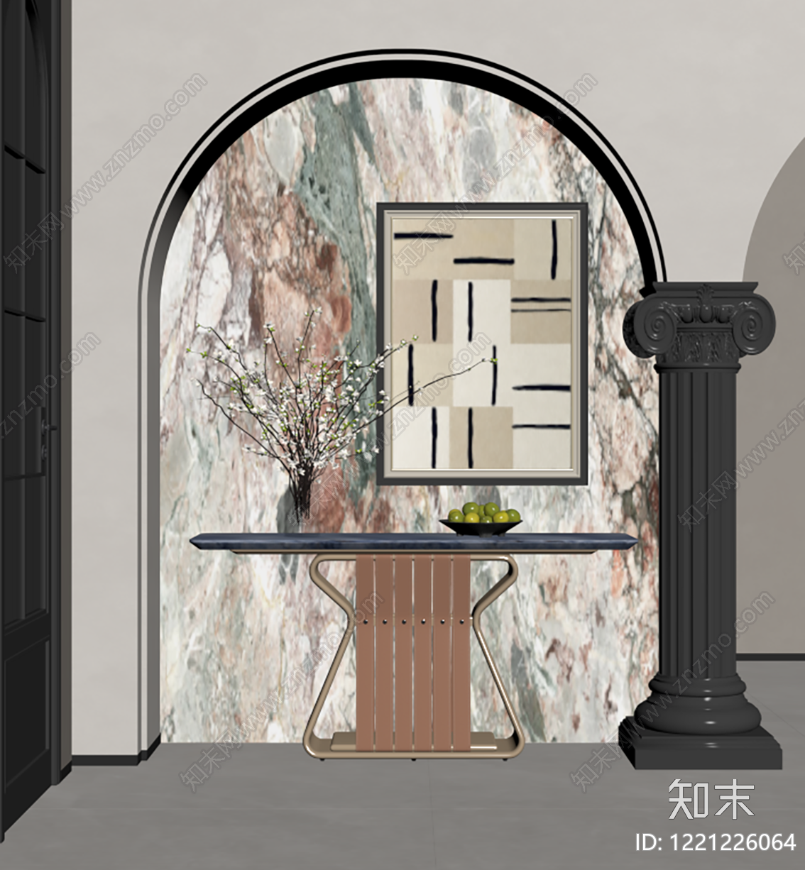 中古风玄关SU模型下载【ID:1221226064】