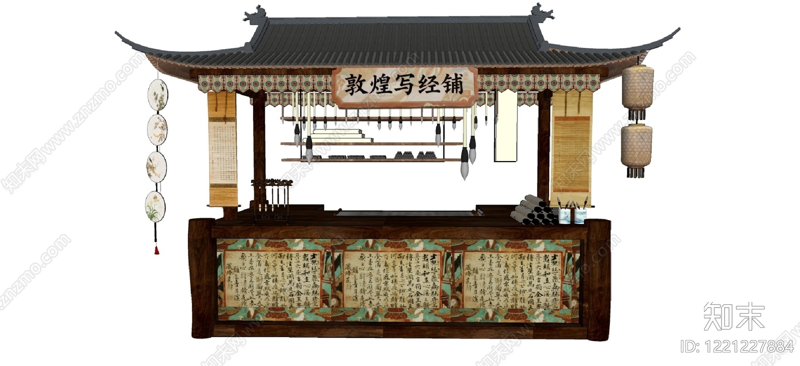 新中式文创展台SU模型下载【ID:1221227884】
