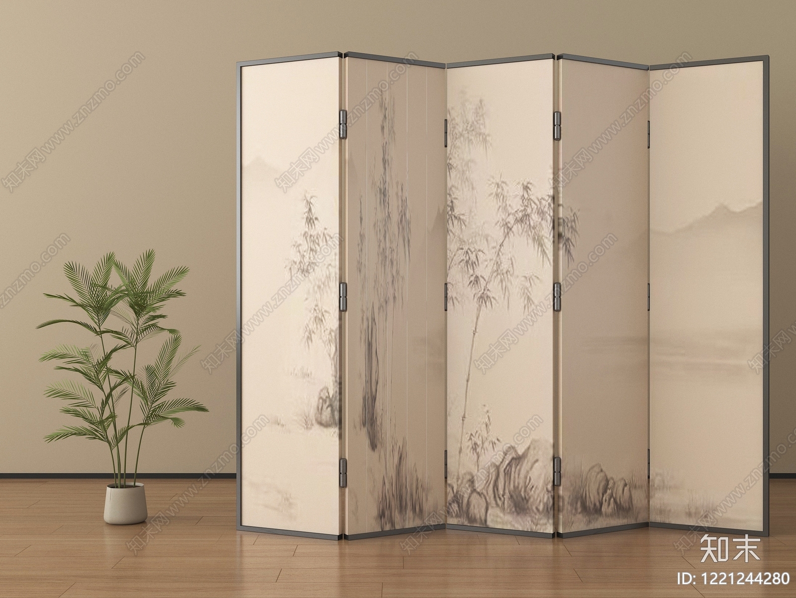 新中式家具3D模型渲染效果图