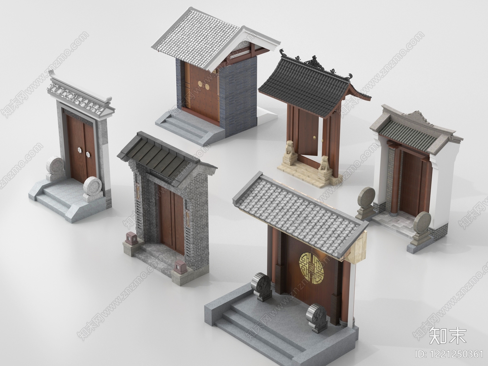 新中式入口大门SU模型下载【ID:1221250361】