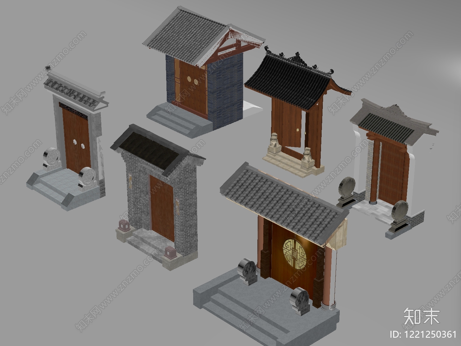 新中式入口大门SU模型下载【ID:1221250361】
