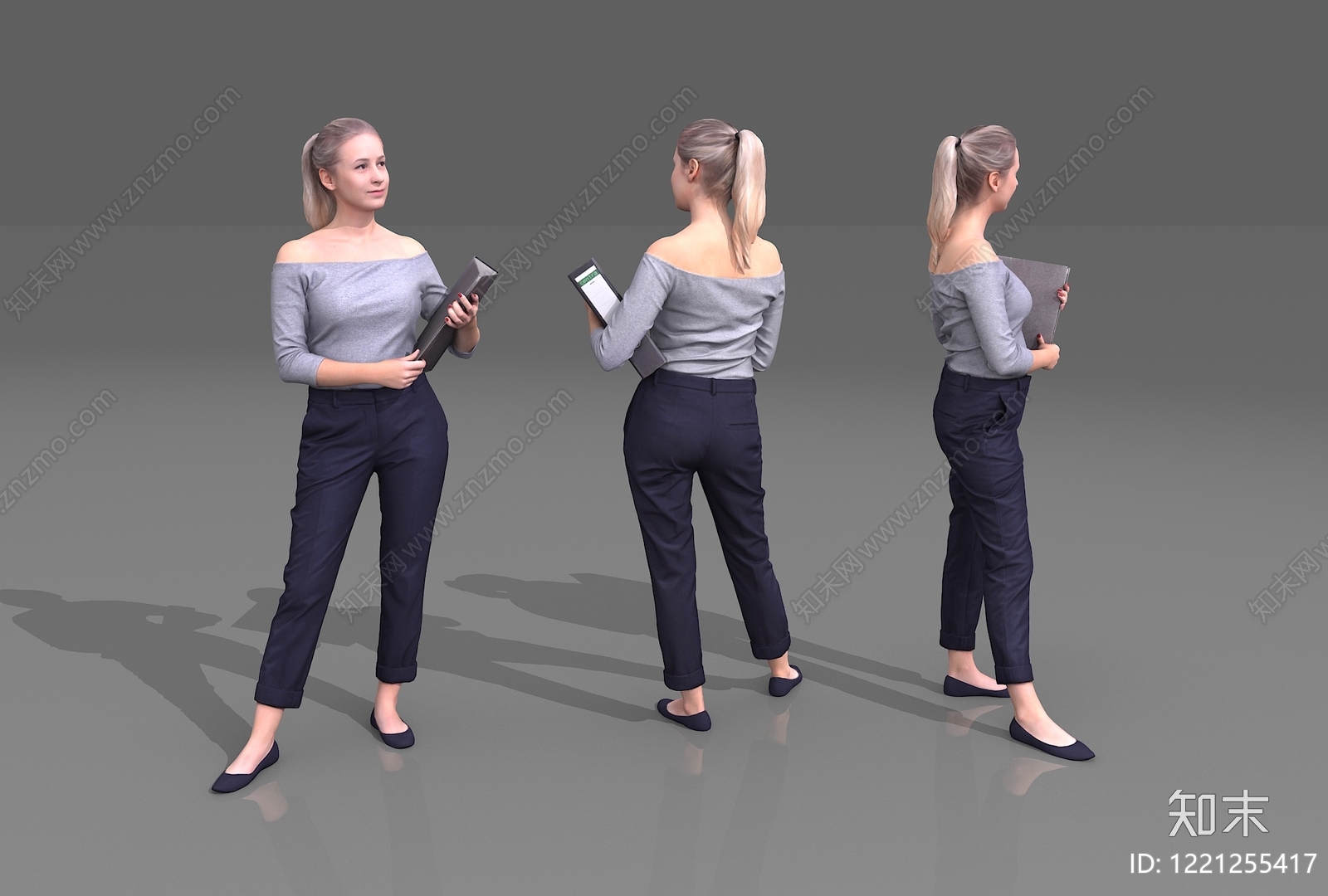 现代简约虚拟人物3D模型渲染效果图