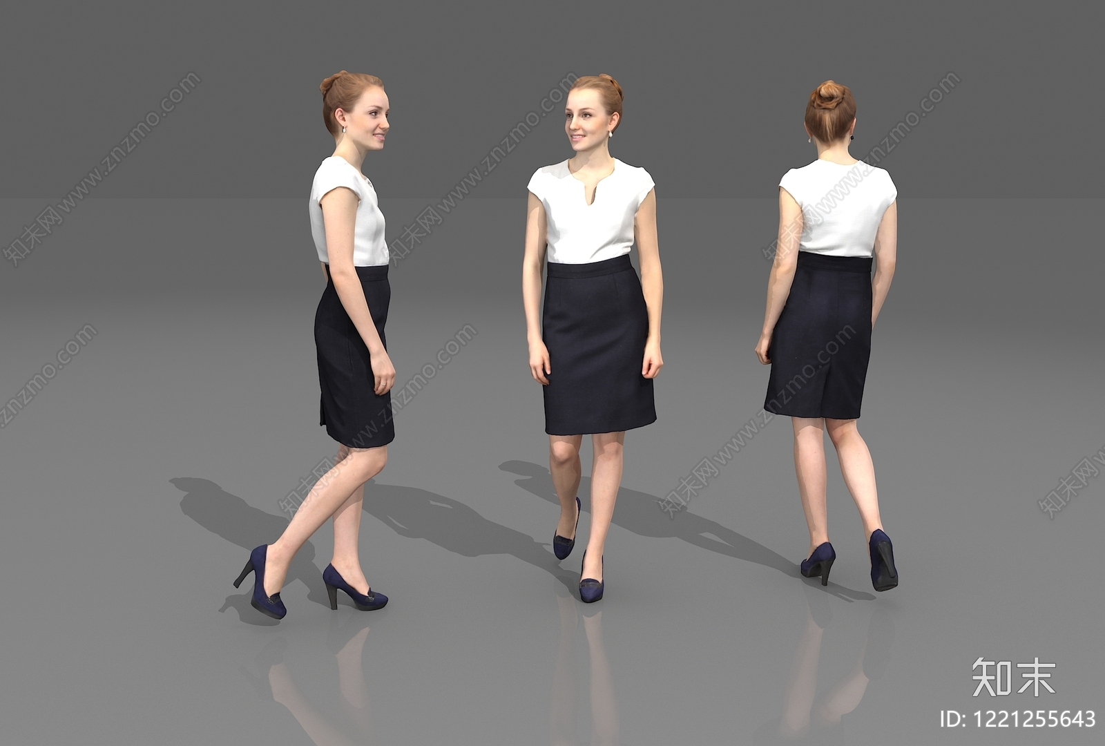 现代简约虚拟人物3D模型渲染效果图