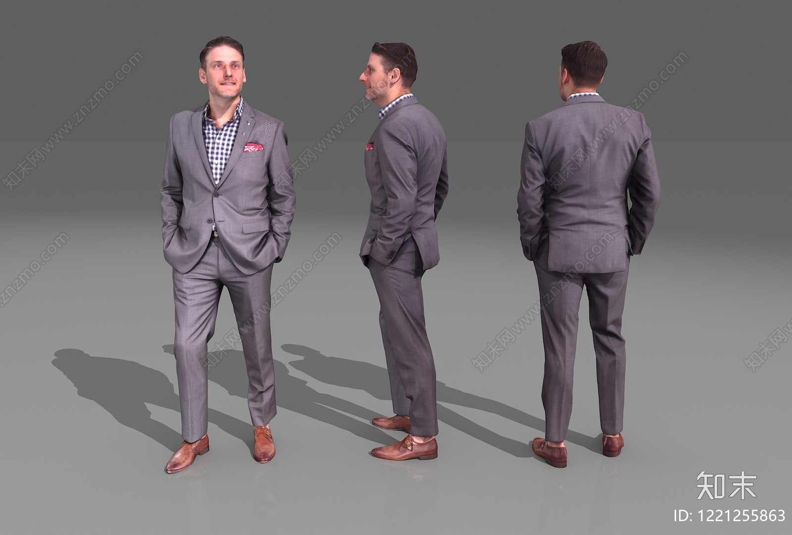 现代商务风虚拟人物3D模型渲染效果图