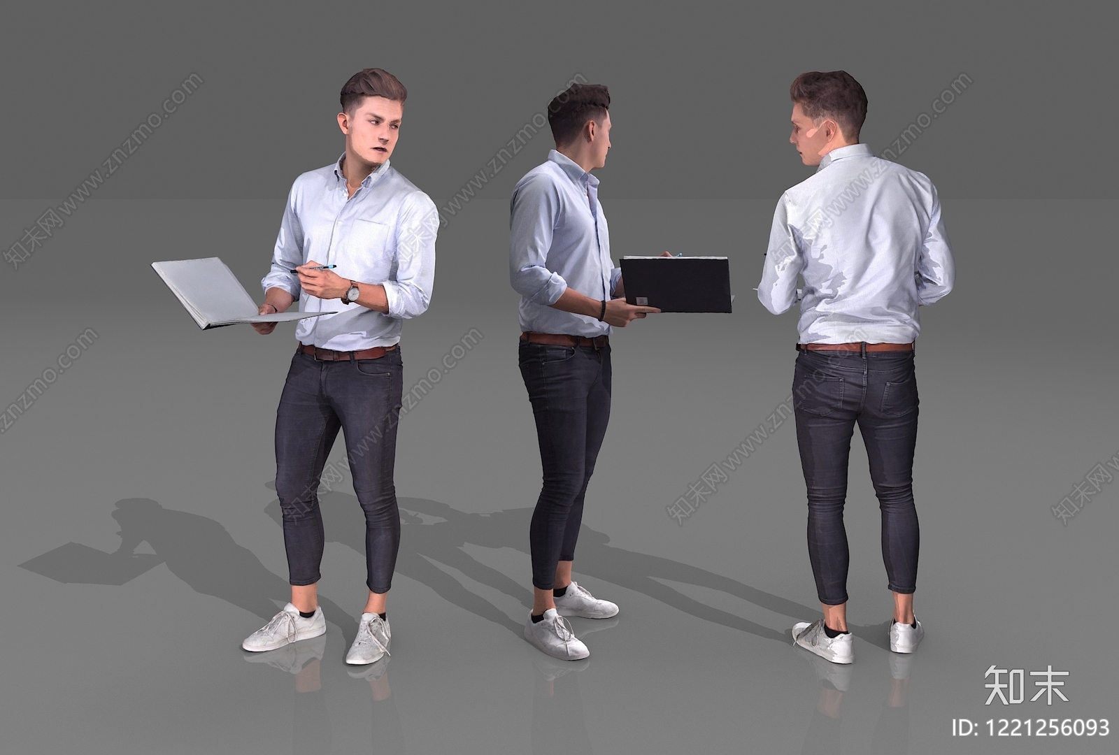 现代简约虚拟人物3D模型渲染效果图