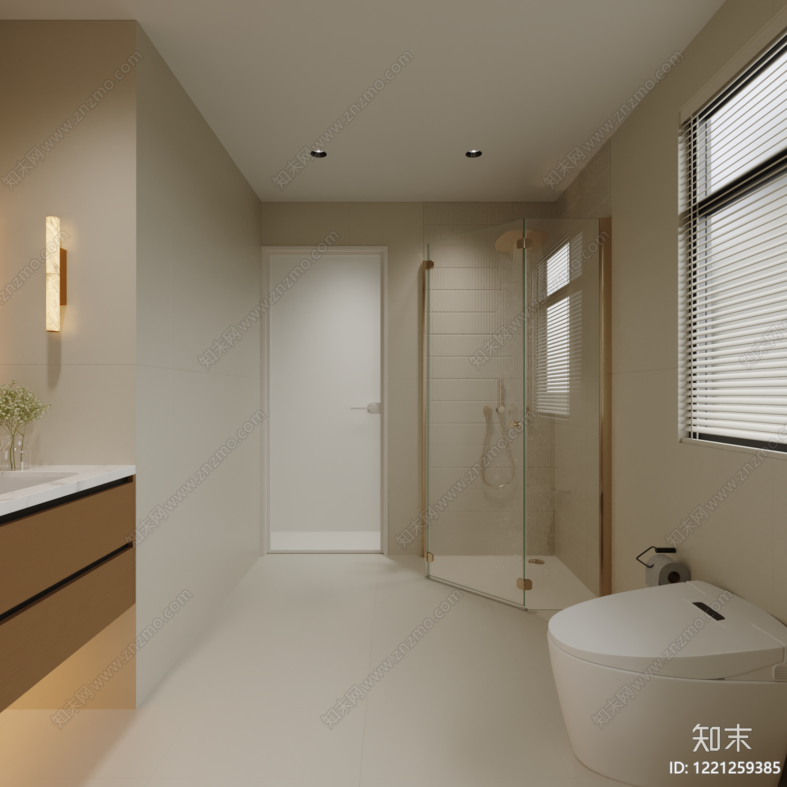 奶油风卫生间3D模型下载【ID:1221259385】