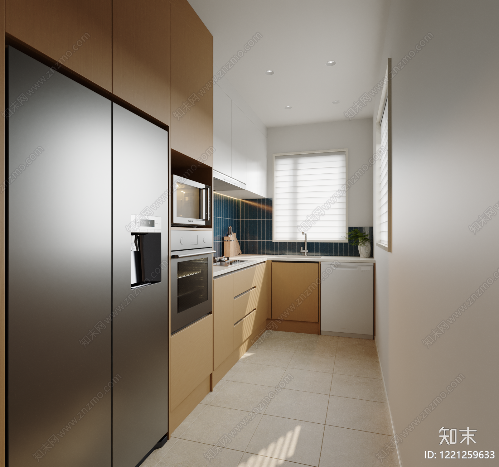 现代简约封闭式厨房3D模型下载【ID:1221259633】