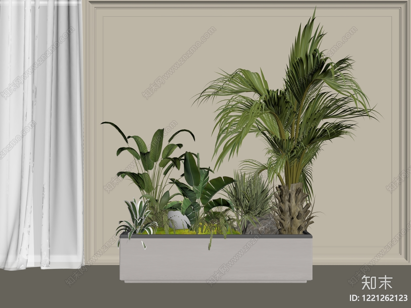 奶油风植物堆3D模型下载【ID:1221262123】