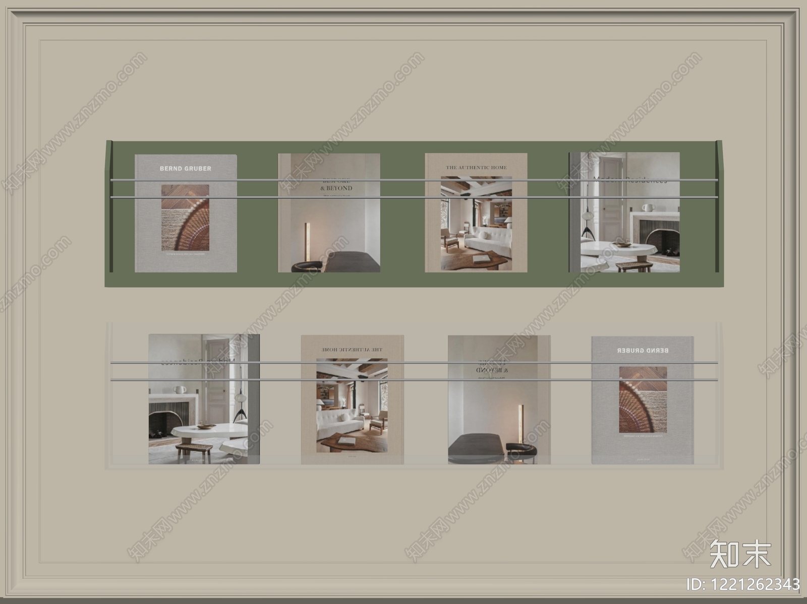 现代简约书架3D模型下载【ID:1221262343】