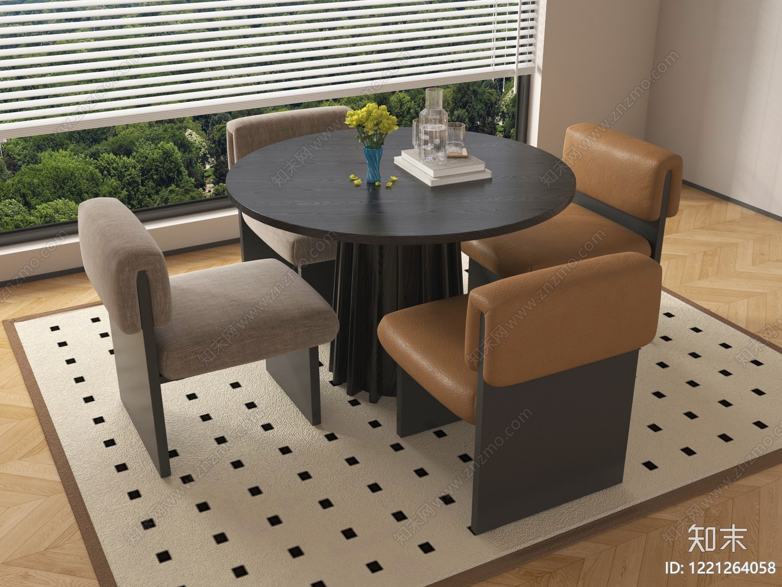 现代简约餐桌椅3D模型下载【ID:1221264058】
