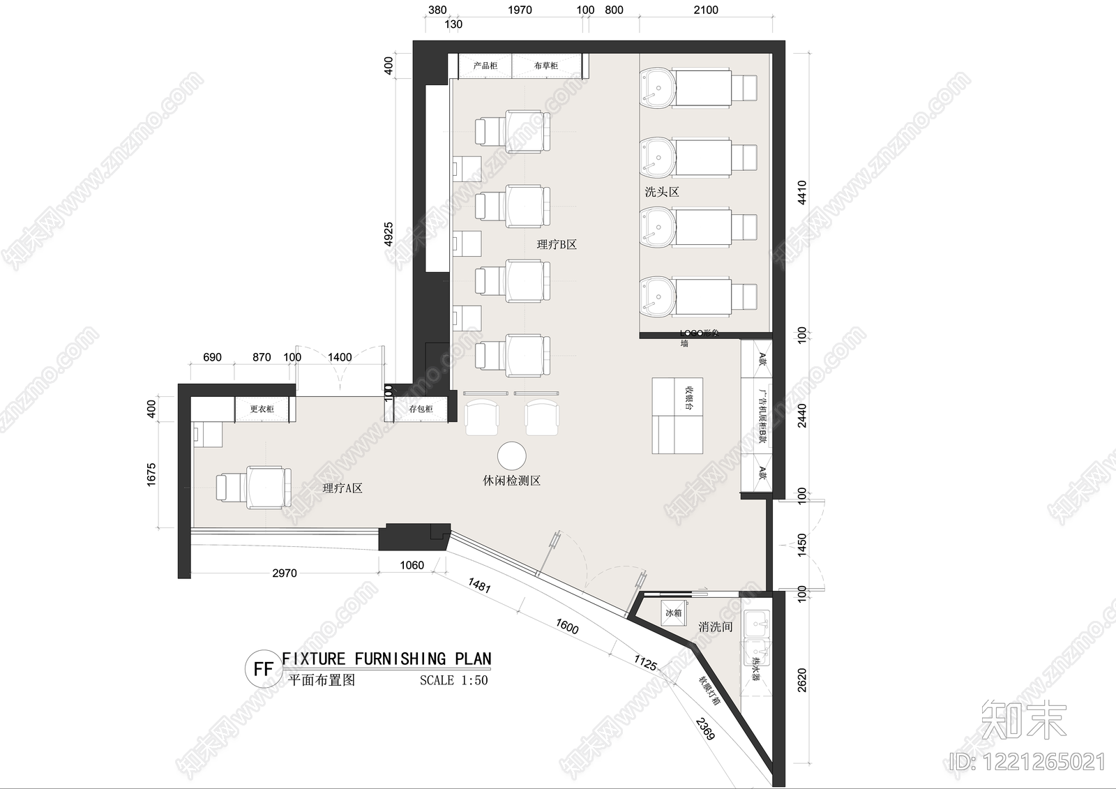 理发店cad施工图下载【ID:1221265021】