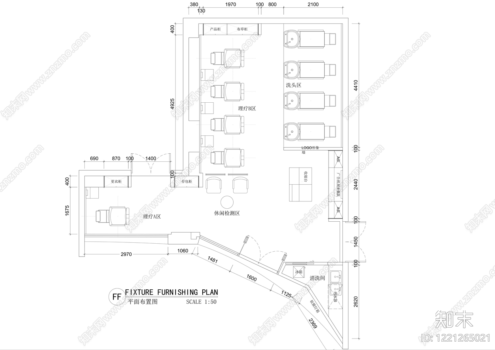 理发店cad施工图下载【ID:1221265021】