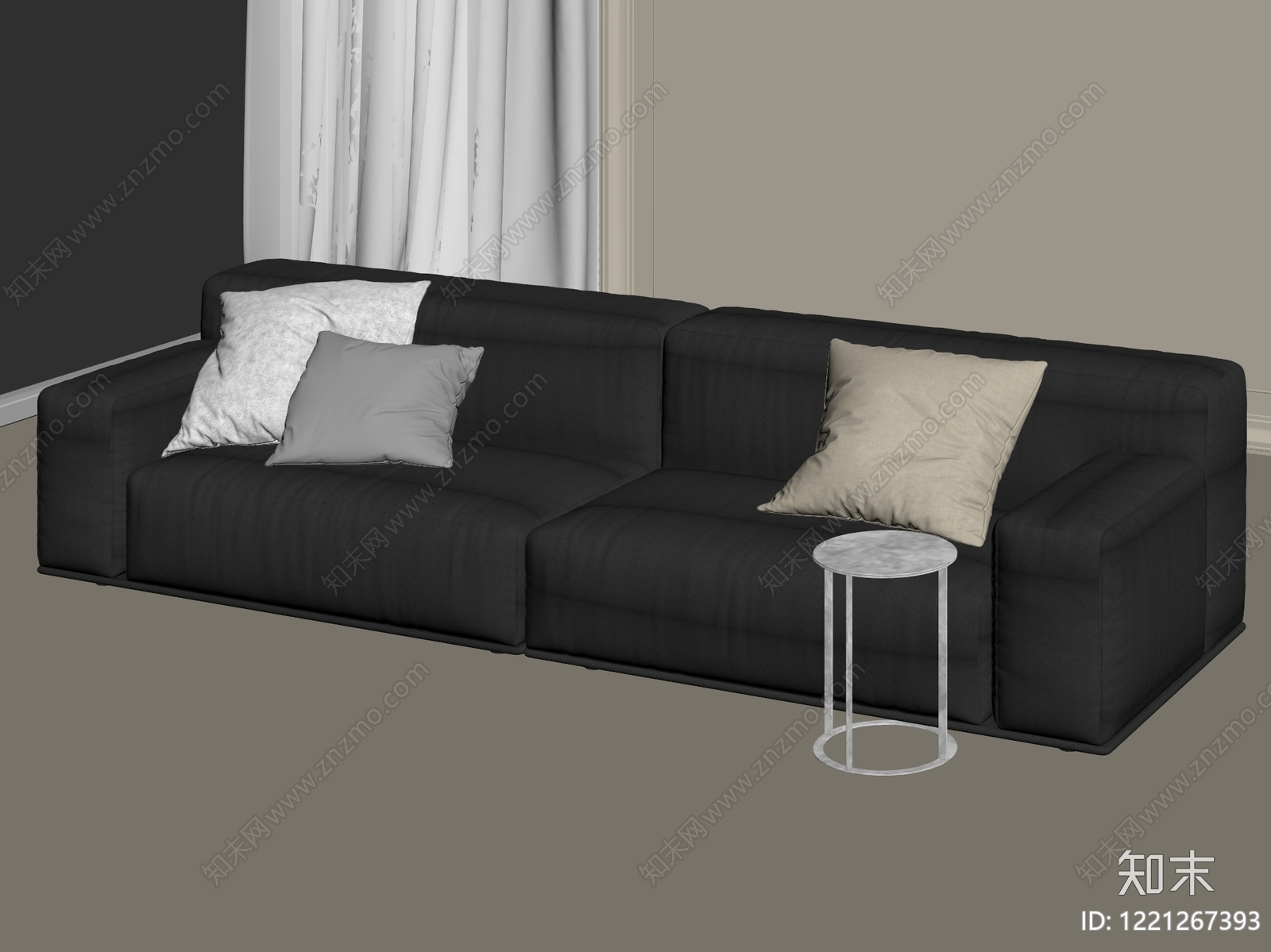 意式极简三人沙发3D模型下载【ID:1221267393】
