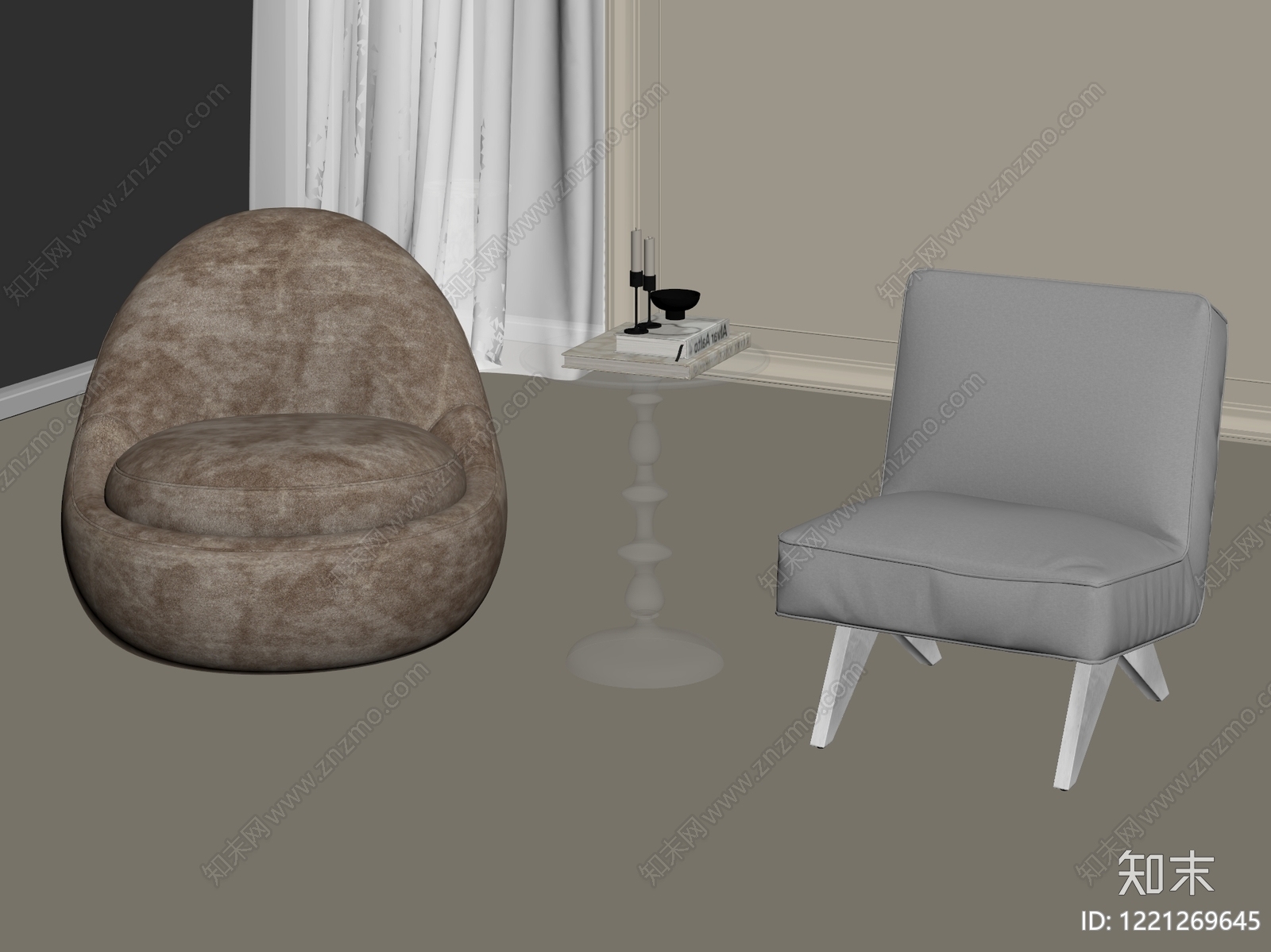 现代简约休闲椅3D模型下载【ID:1221269645】