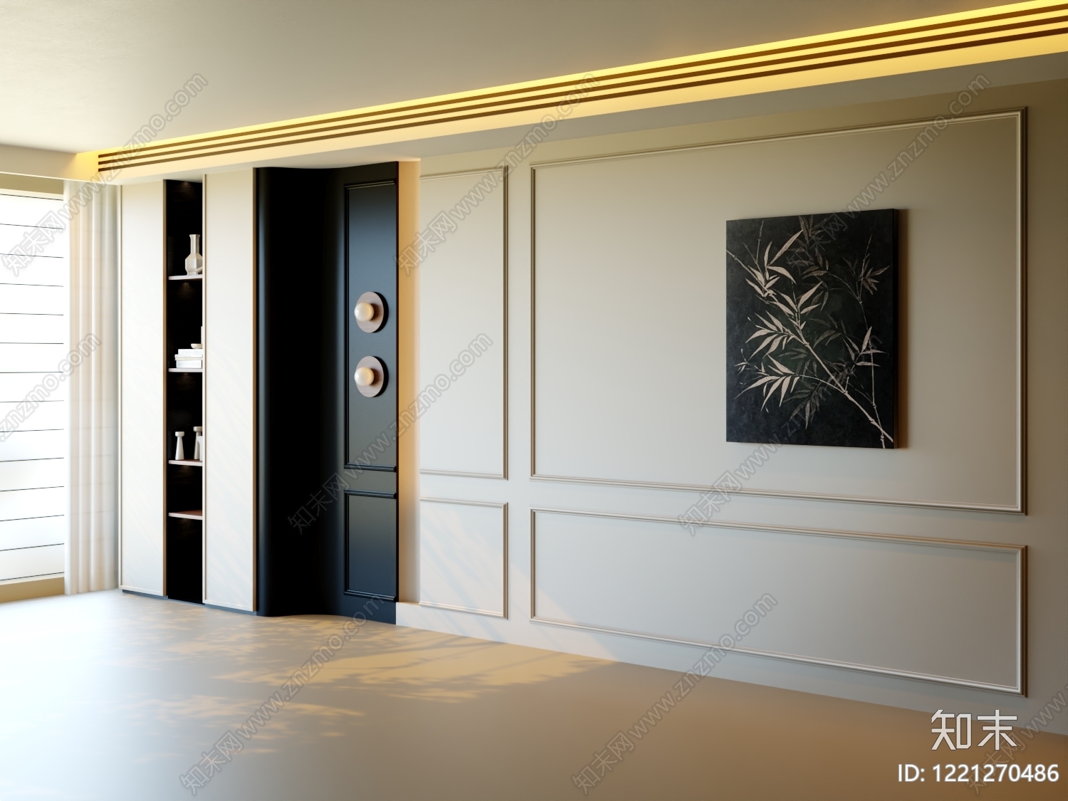 现代简约沙发背景墙3D模型下载【ID:1221270486】