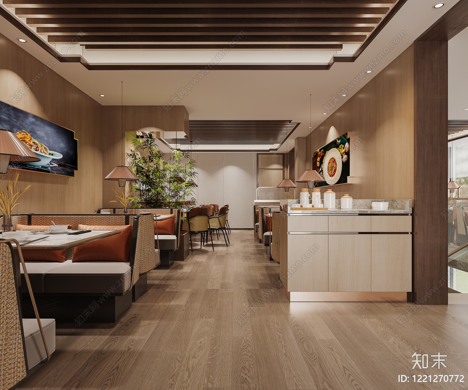 新中式中餐厅3D模型下载【ID:1221270772】