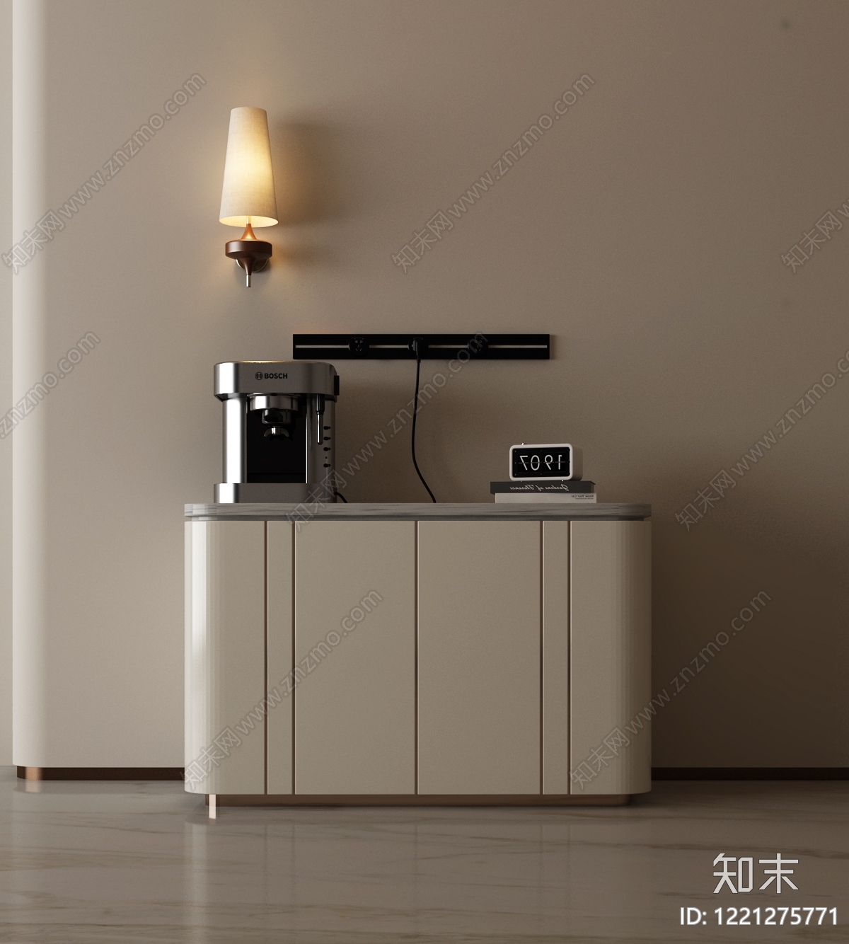 奶油风餐边柜SU模型下载【ID:1221275771】