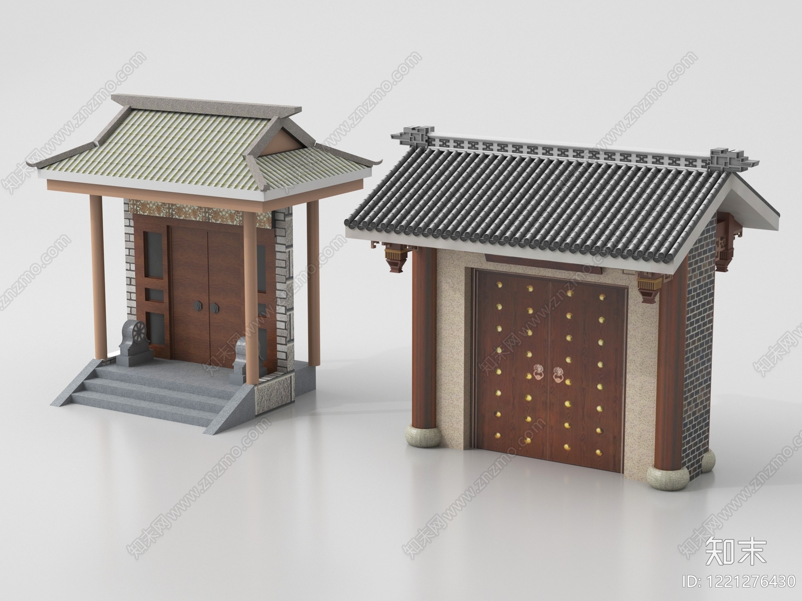 新中式入口大门SU模型下载【ID:1221276430】