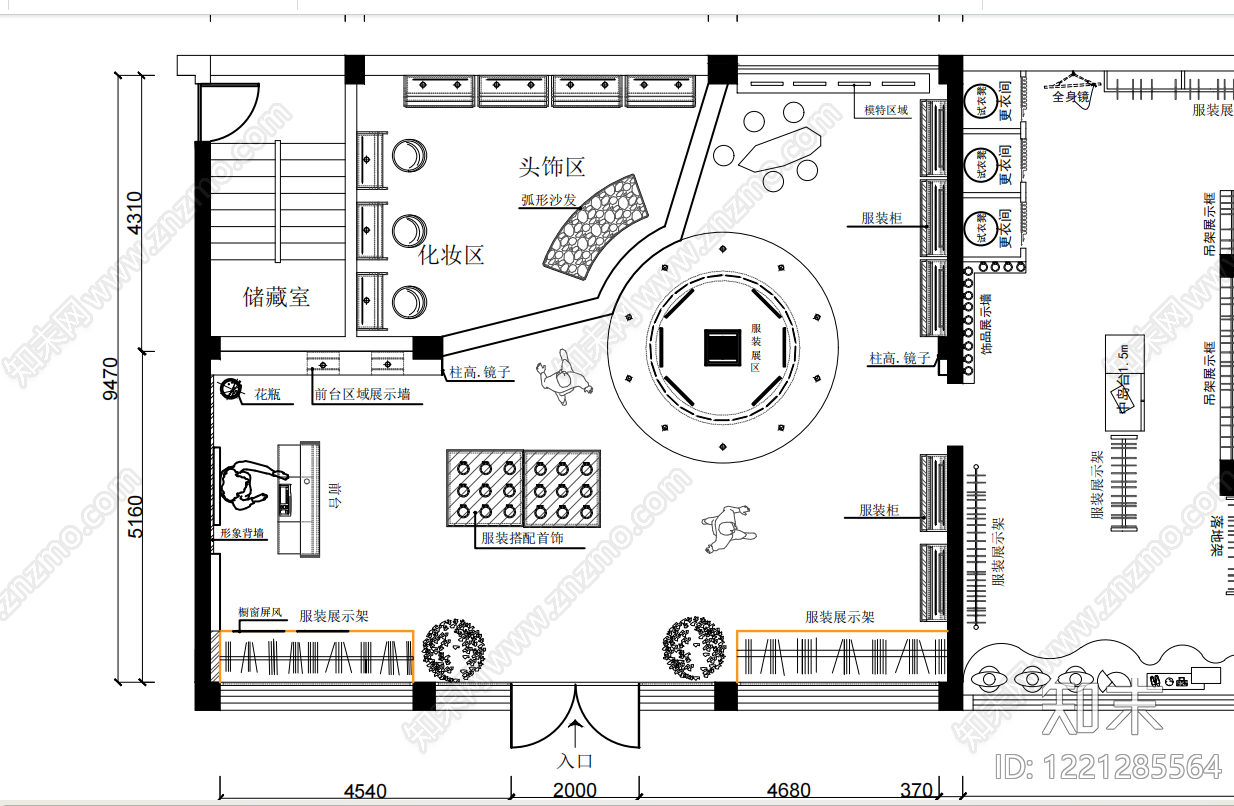 服装店cad施工图下载【ID:1221285564】