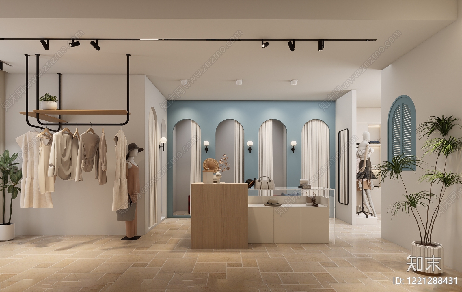 奶油风服装店SU模型下载【ID:1221288431】