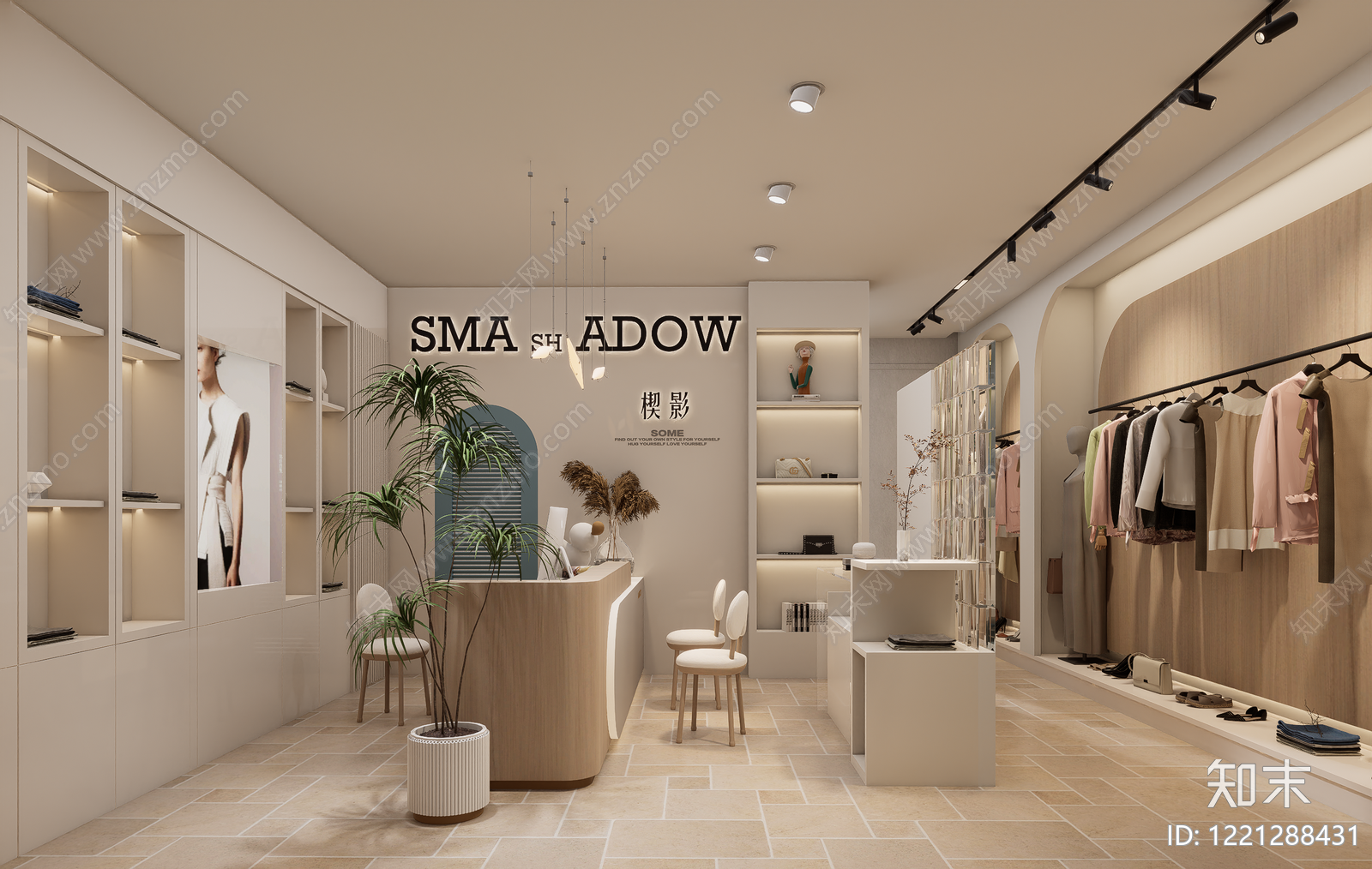 奶油风服装店SU模型下载【ID:1221288431】