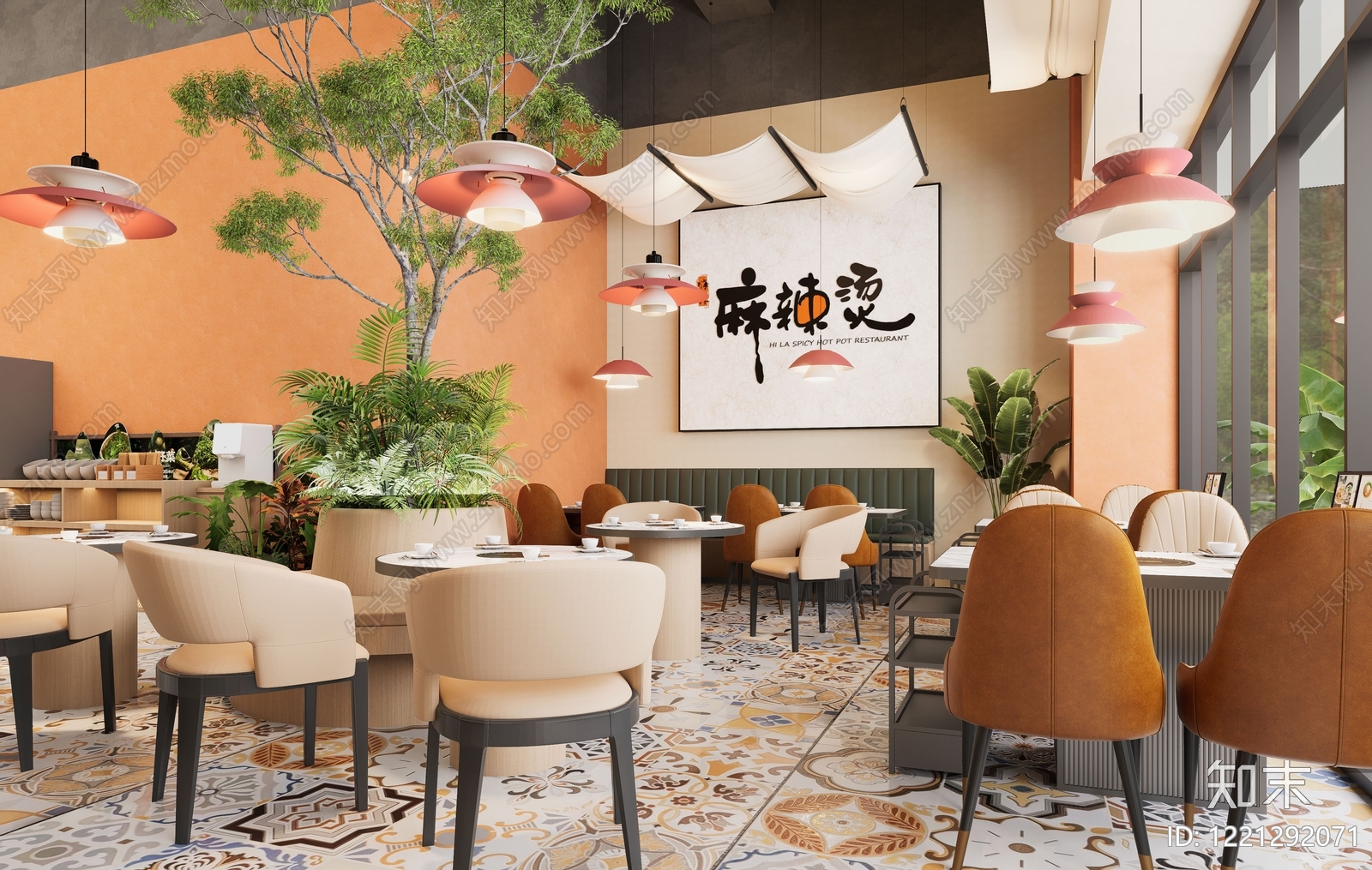 现代复古火锅店SU模型下载【ID:1221292071】