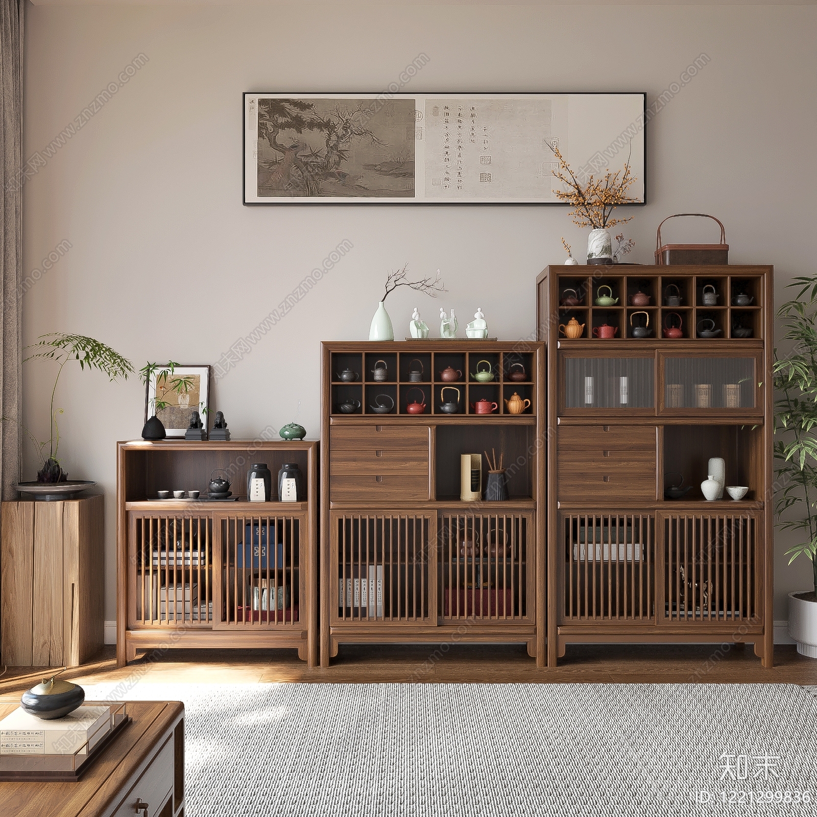 新中式博古架3D模型下载【ID:1221299836】