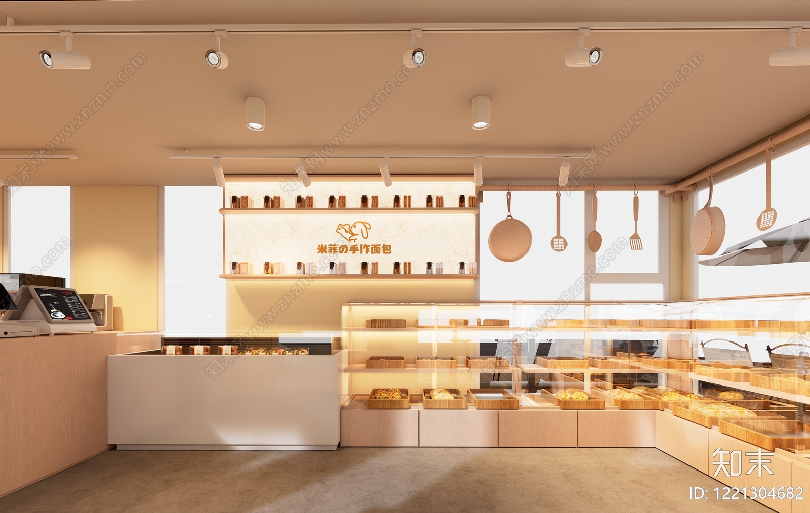 奶油风甜品面包店SU模型下载【ID:1221304682】