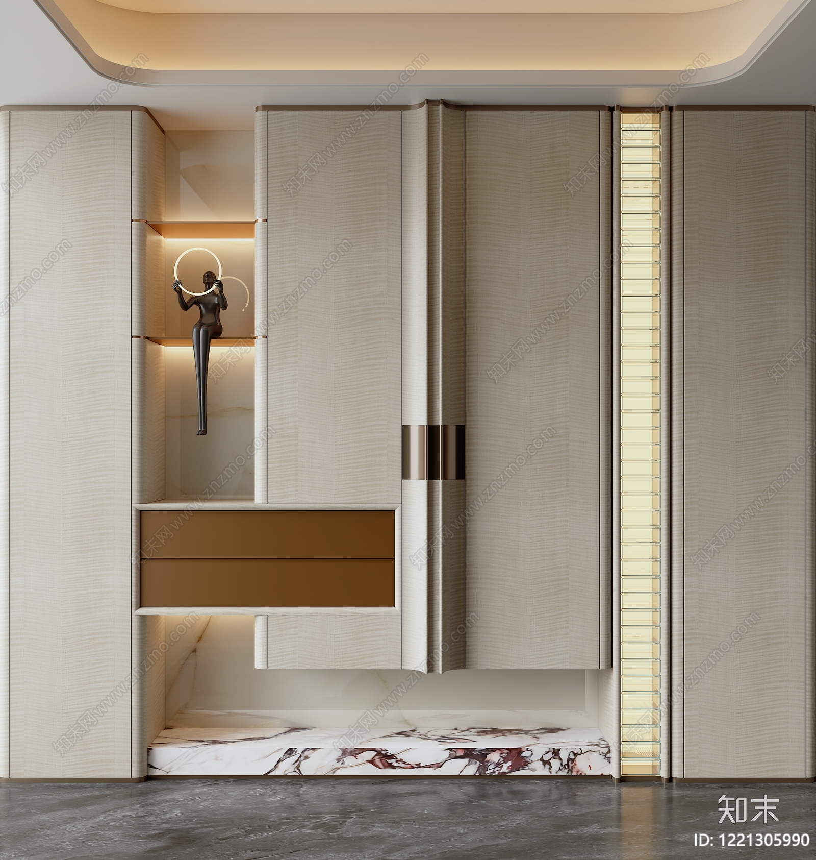 意式轻奢鞋柜SU模型下载【ID:1221305990】
