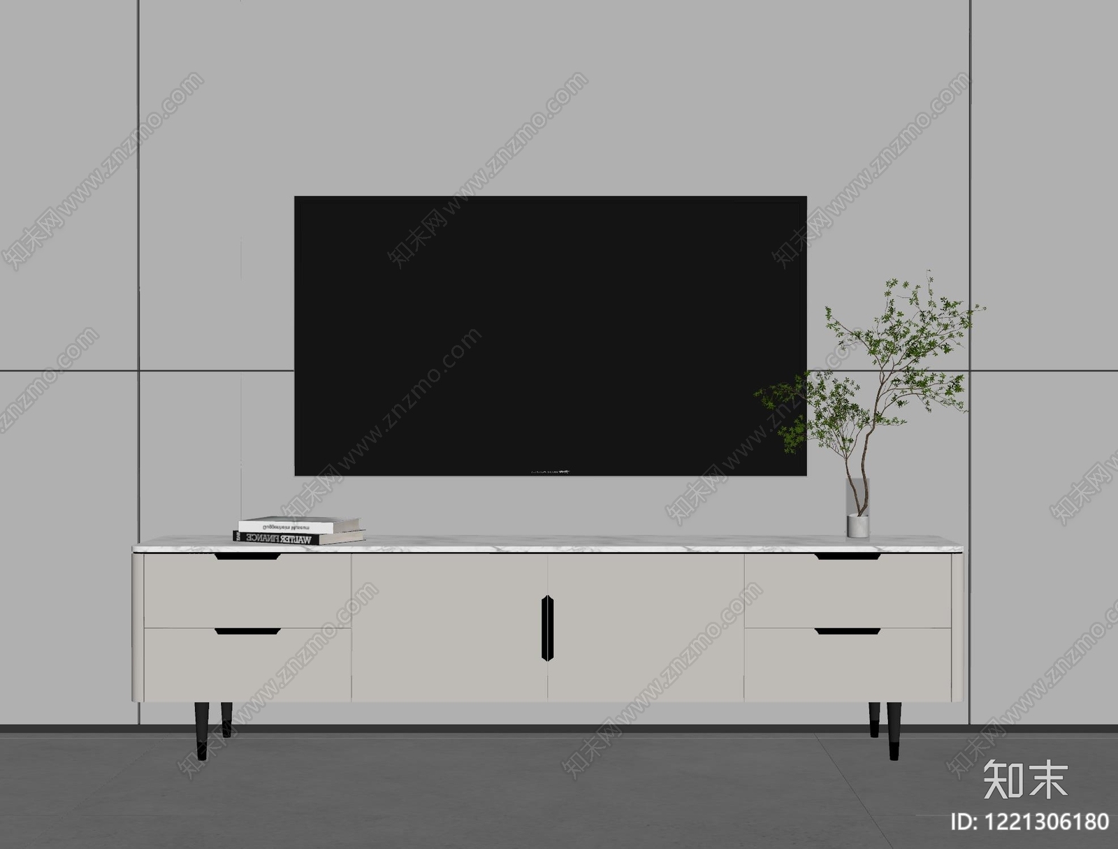 现代简约电视柜SU模型下载【ID:1221306180】