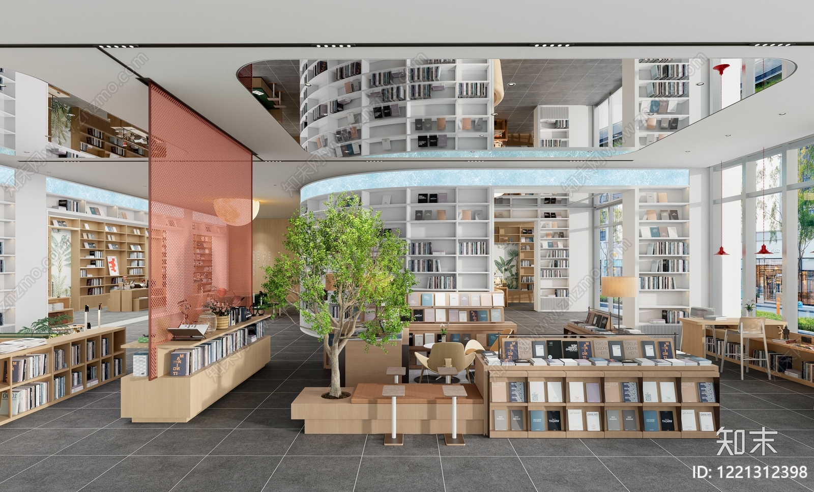 现代简约书店SU模型草图
