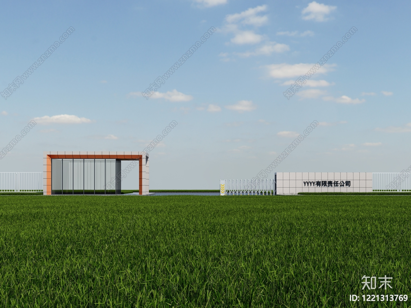 现代主义入口大门SU模型下载【ID:1221313769】