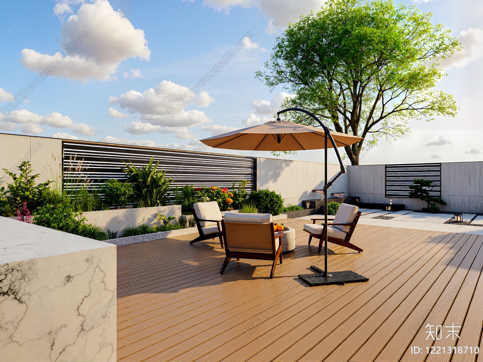 现代简约庭院3D模型下载【ID:1221318710】