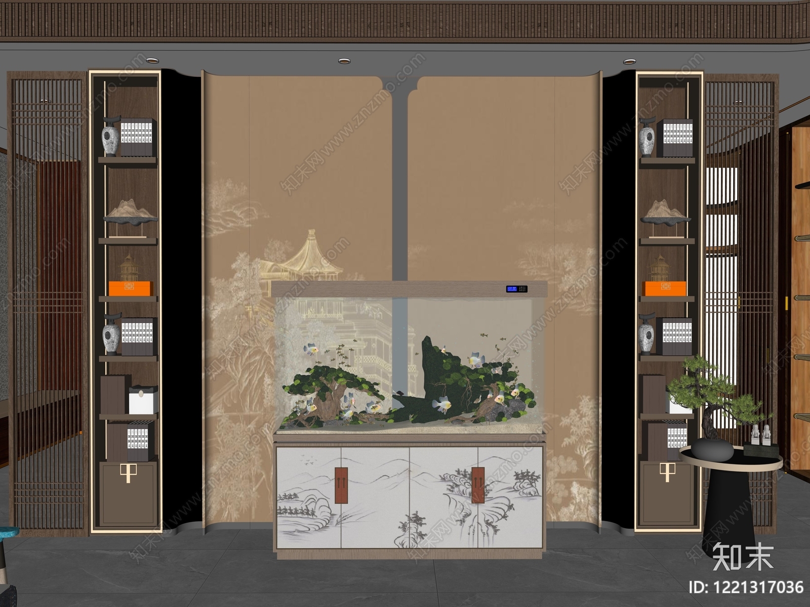 新中式玄关SU模型下载【ID:1221317036】