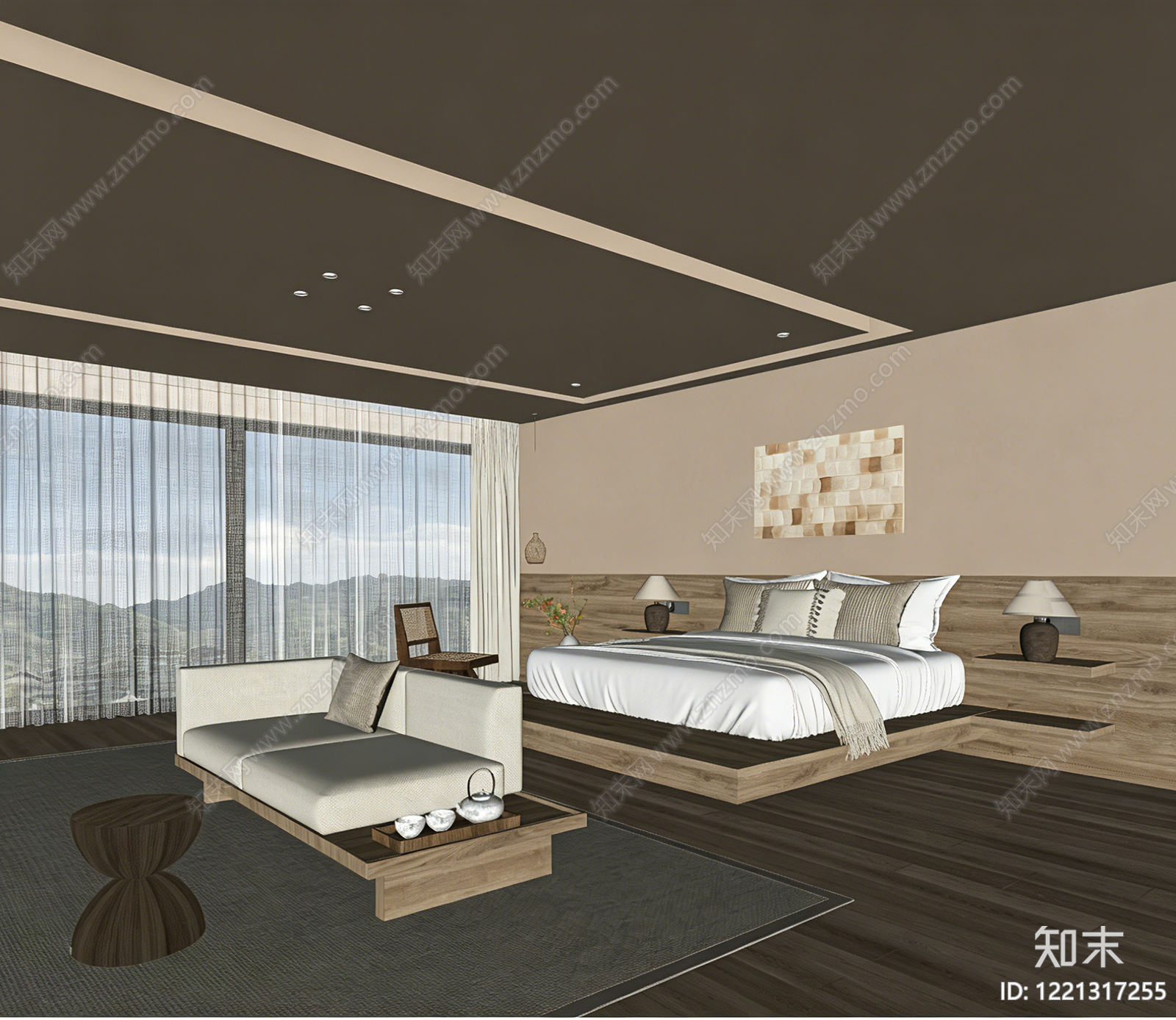 侘寂套房卧室SU模型下载【ID:1221317255】