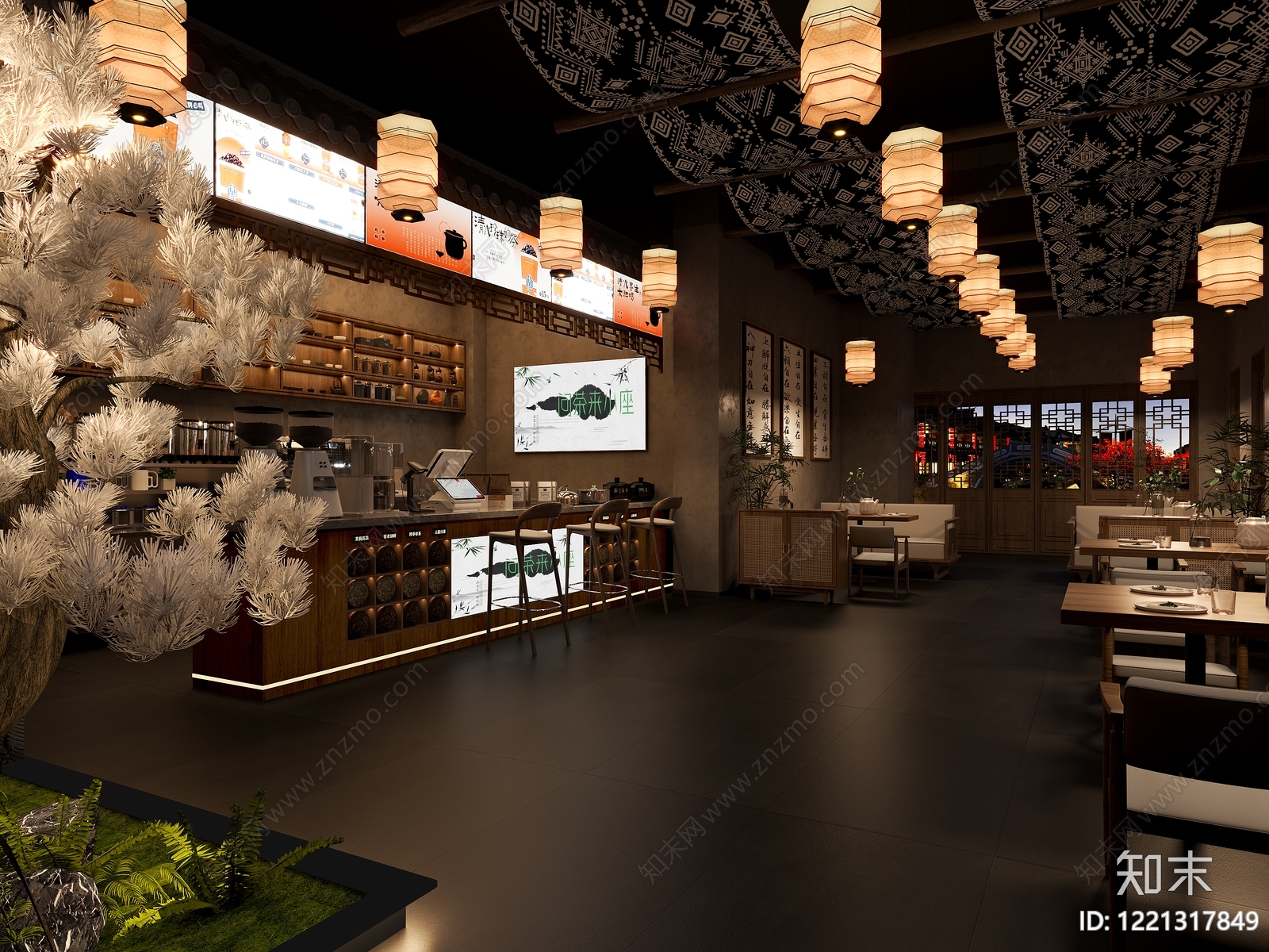 新中式茶馆3D模型下载【ID:1221317849】