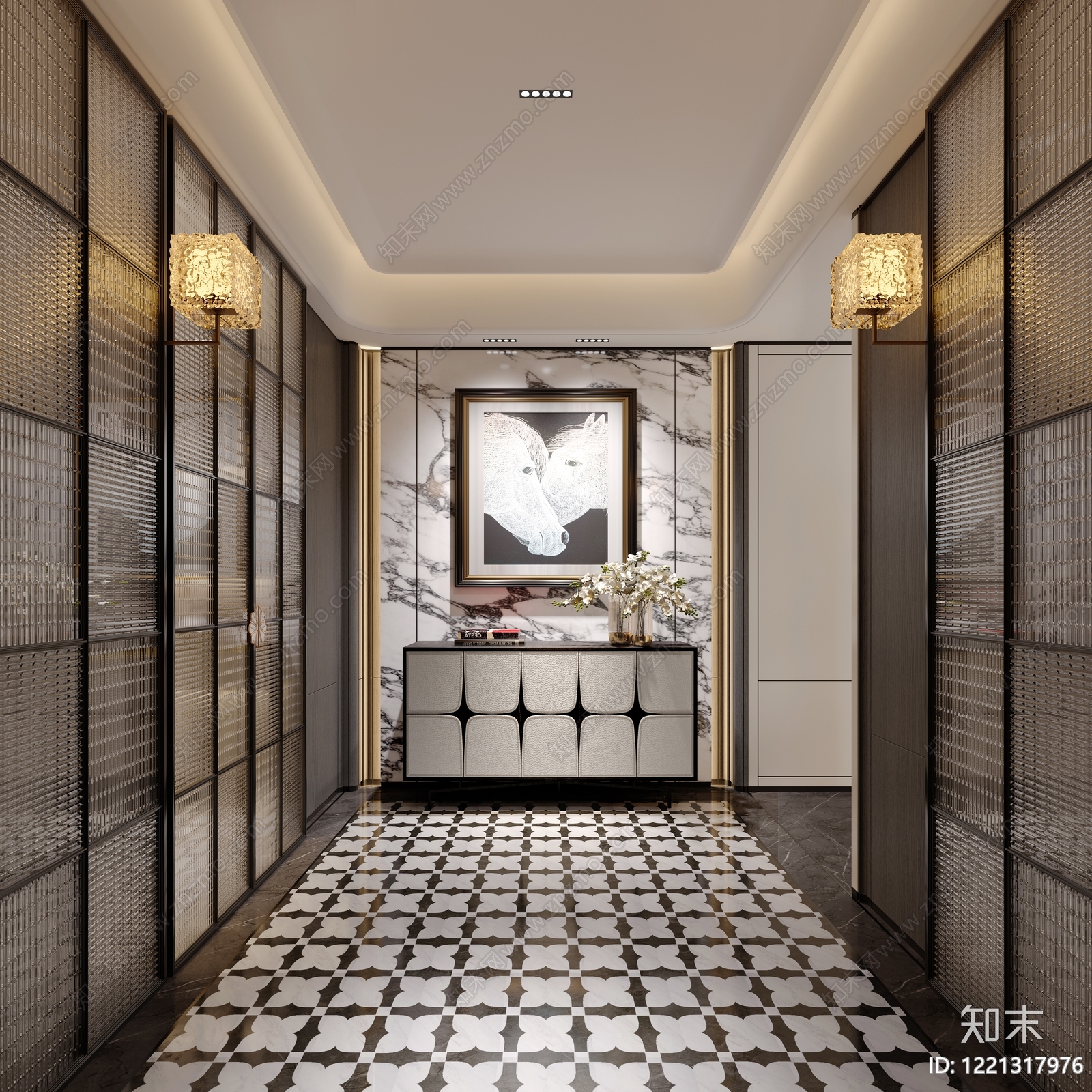 轻奢风玄关3D模型下载【ID:1221317976】