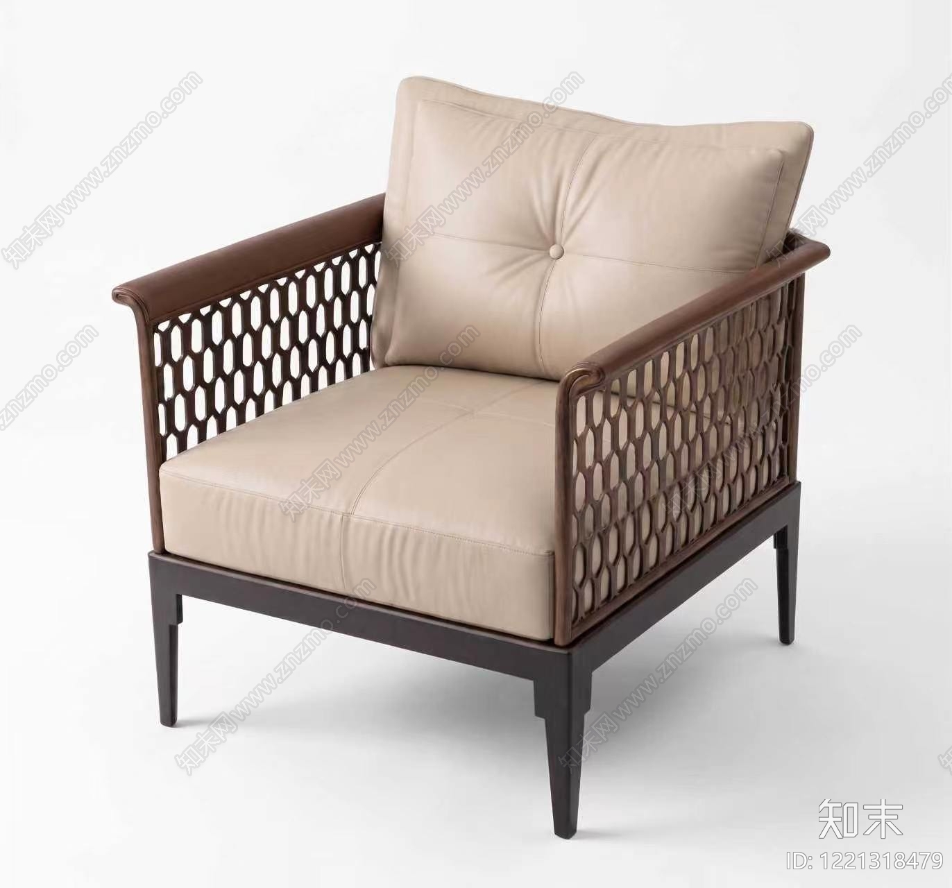 新中式单人沙发3D模型下载【ID:1221318479】