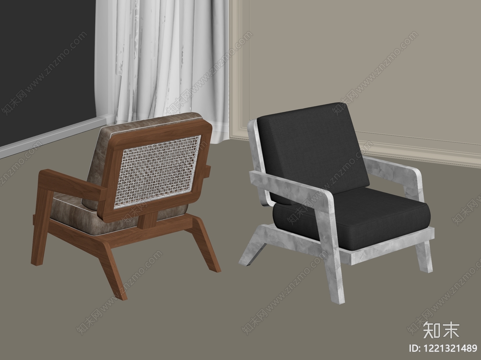 中古风休闲椅3D模型下载【ID:1221321489】