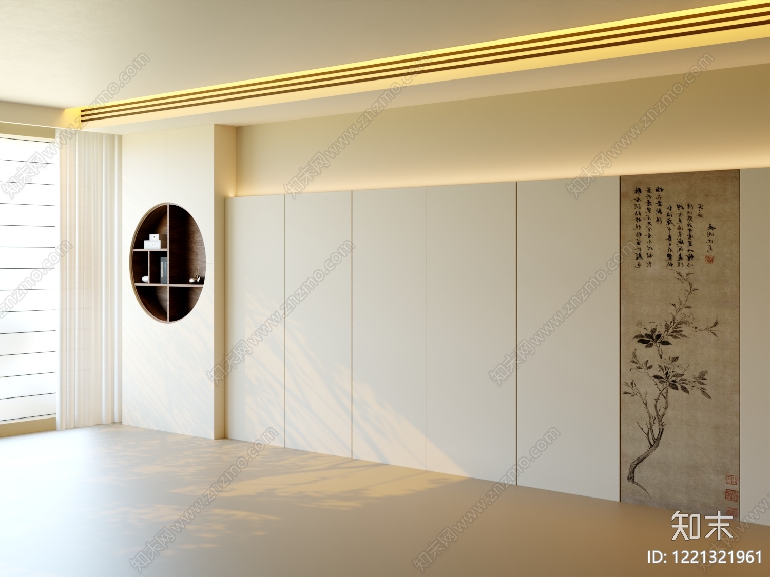 新中式沙发背景墙3D模型下载【ID:1221321961】