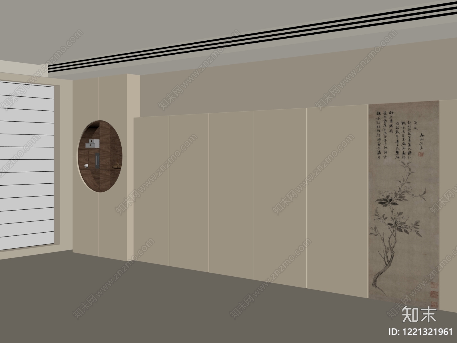 新中式沙发背景墙3D模型下载【ID:1221321961】