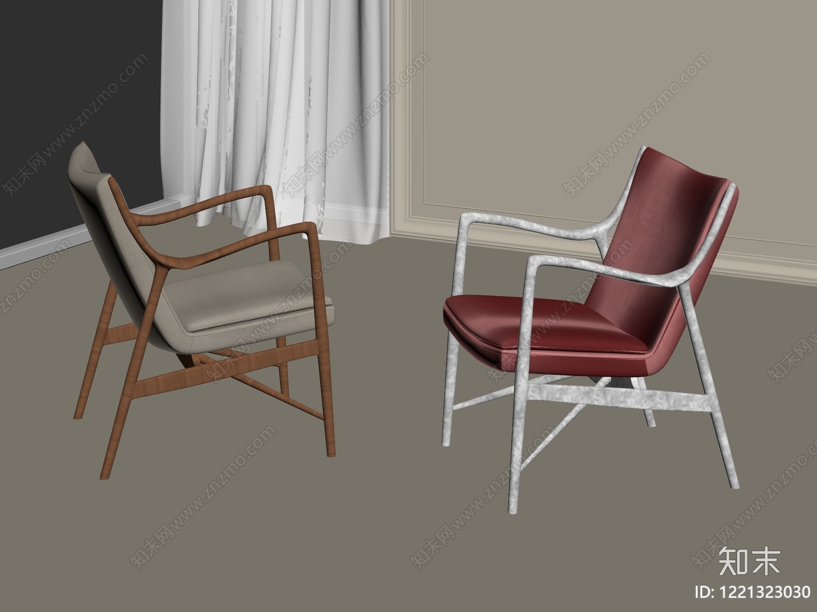 现代简约休闲椅3D模型下载【ID:1221323030】