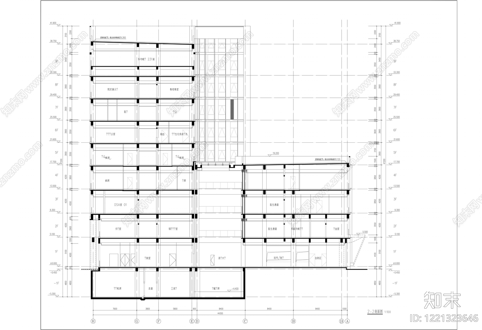 医院建筑cad施工图下载【ID:1221323646】